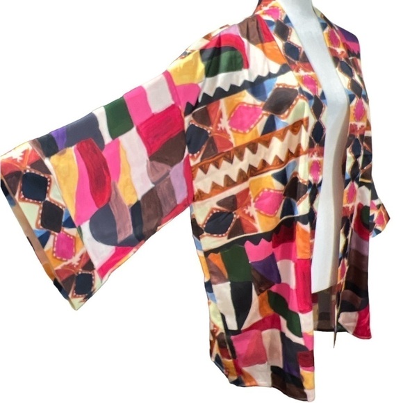 ANTHROPOLOGIE Soft Surroundings Margot Print Patchwork Summer Cardigan Cover Up - Picture 6 of 13
